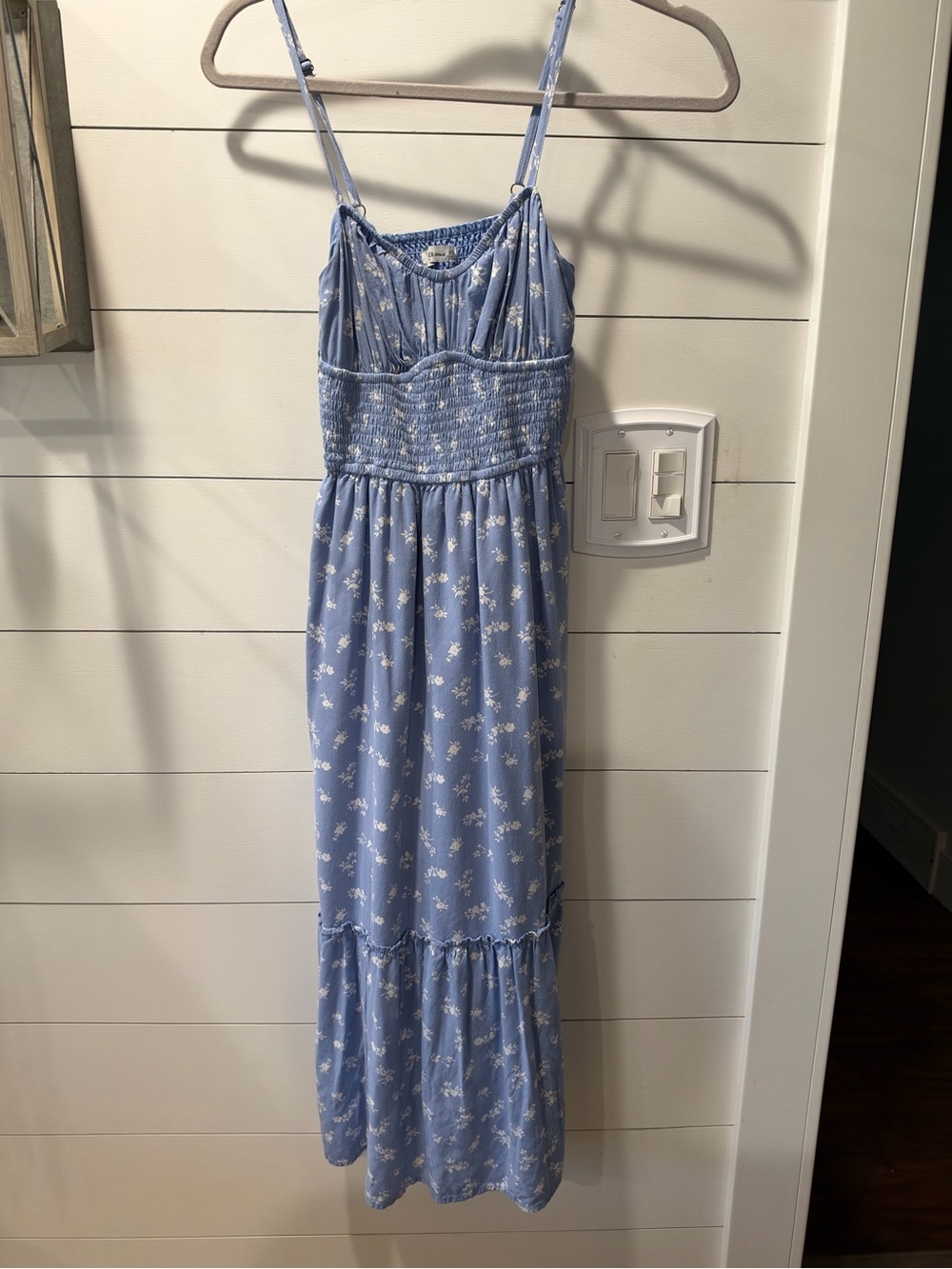 Hollister Light Blue Floral Smocked Maxi Dress